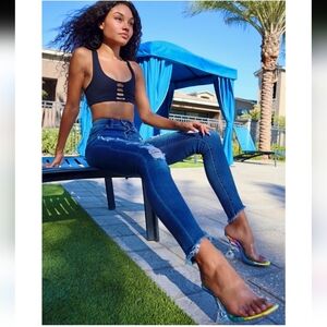 Torta Caliente Karma Clear Tie-Dye Heels Sandals/ Mule. Size 7.5M